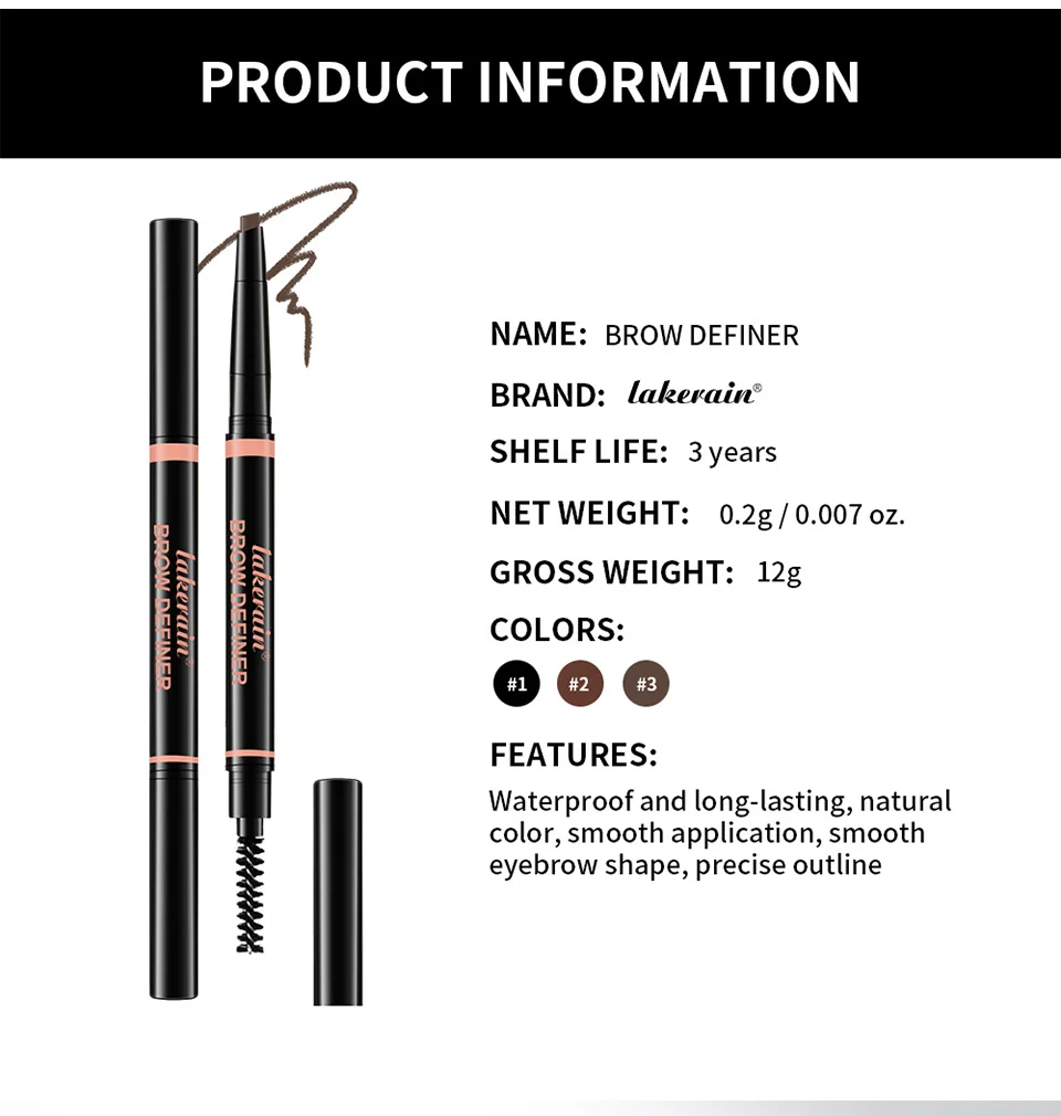Triangular Tip Eyebrow Pencil - Waterproof & Long-Lasting Makeup 11 triangular tip eyebrow pencil spu899528837096 desc 11